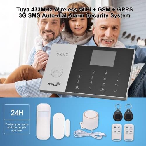 Burglar Security Alarm System Tuya 433MHz Wireless WiFi Door Sensor PIR Motion Sensor Remote Control Alexa Voice Control