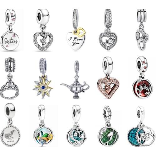 La Menars Pendant Dangle Charms 925 Sterling Silver Sun & Moon, Heart Animals Charms for Pandora Bracelets & Necklaces