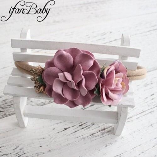 Chic kids girl flower headband nylon elastic headband flower headband