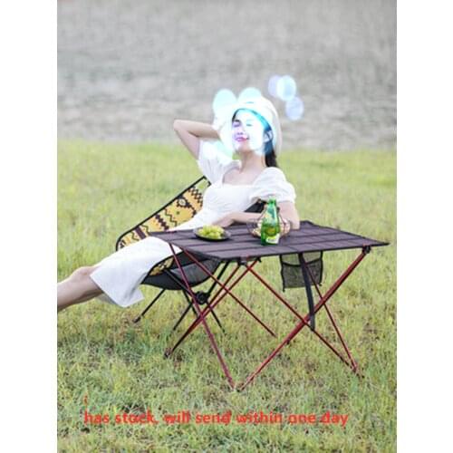 Aluminum Lightweight Table Fishing Picnic Beach Folding Table Outdoor Portable Backpacking Camping Roll-up Foldable Desk Compute