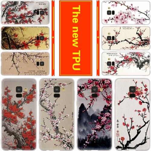 Phone for Samsung Galaxy J6 J4 Plus J8 J3 J7 2018 J5 J3 j7 2017 2016 j6 Prime Cover Case chinese plum blossom painting