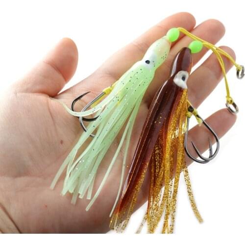 TOMA 10cm 13cm Trolling Fishing Lure Assist Hook Bionic Soft Bait Squid Skirt Fishing Soft Lure Octopus Jig Hook Fishing Tackle