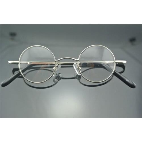 Vintage Round Silver Small Spring Hinges John Lennon Metal Eyeglass Frames Full Rim myopia Glasses -125 -250 -300