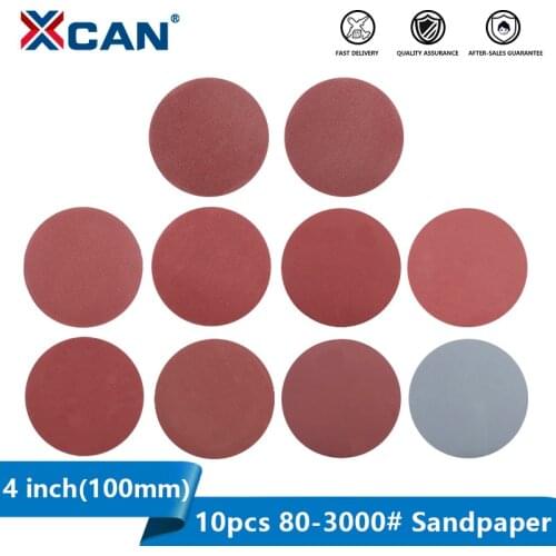 XCAN 100mm Sanding Paper Disc 10pcs 80-3000 Grit 4 inch Abrasive Tools Polishing Pad for Dremel Sander Machine Sandpaper