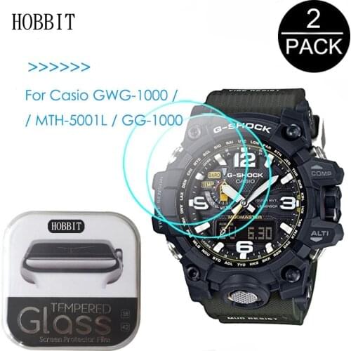 2PCS For Casio GWG-1000 GG-1000 MTH-5001L GWG100GB 0.3mm 2.5D Tempered Glass Screen Protector Watch Screen Guard Protective Film