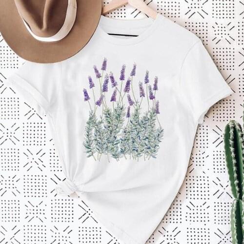 Women Flower Floral 90s Plant Ladies Fashion Cute Print Graphic Summer Short Sleeve Female Clothes Tops Tees Tshirt T-Shirt