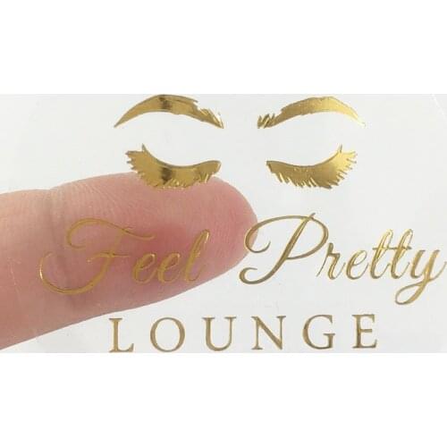 100pc Gold Clear logo stickers Custom Eyelashes Labels Brand Transparent Bottles Pasters Mink Lashes Lipgloss Tubes Logo Sticker