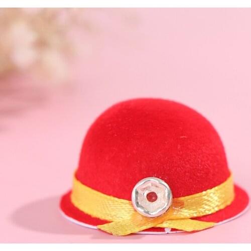 1 Pc 1:12 Dollhouse Miniature Doll Hat Fashion Cap Red Bowler Hat Doll Decor Toy