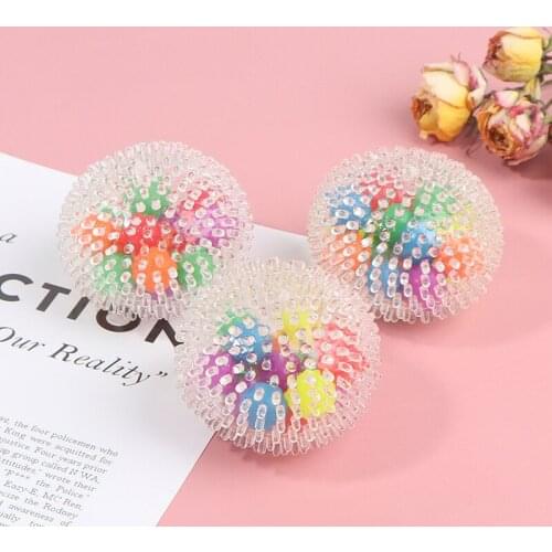 1pc Spongy Rainbow Ball Squeezable Pressure Toy Stress Relief Ball Toy For Kid Adult 6cm