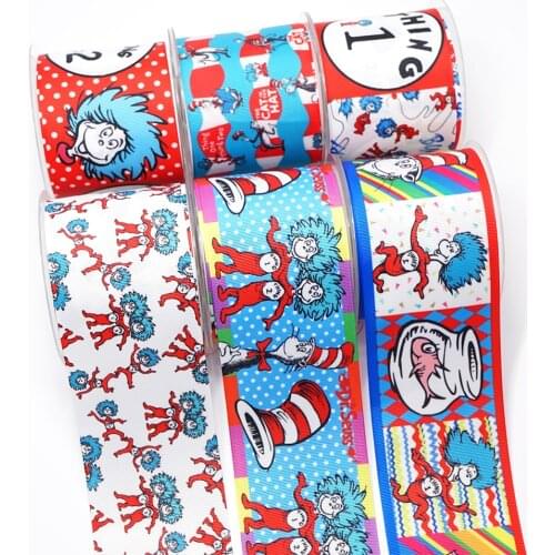 10 Yards Cartoon Printed Grosgrain Ribbon For Hair Bows DIY Crafts Handmade Accessories 49253