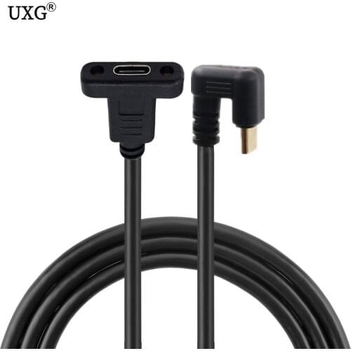180 Degree U Shape Back Angled USB-C USB 3.1 Type C Male to Female Extension Data Cable 30cm