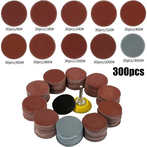 300 PCS Sanding Discs 2 Inch 50mm Aluminum Oxide Adhesive Sanding Disc 80/100/180/240/600/800/1000/1200/2000/3000 Grit