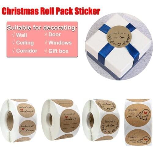 500PCS Round Labels Handmade Kraft Paper Packaging Sticker for Candy Dragee Bag Gift Box Packing Bag Wedding Thanks Stickers