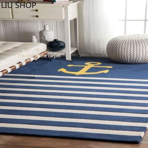 Acrylic modern minimalist Mediterranean anchor design living room sofa tea table carpet bedroom rug Navy wind big mat