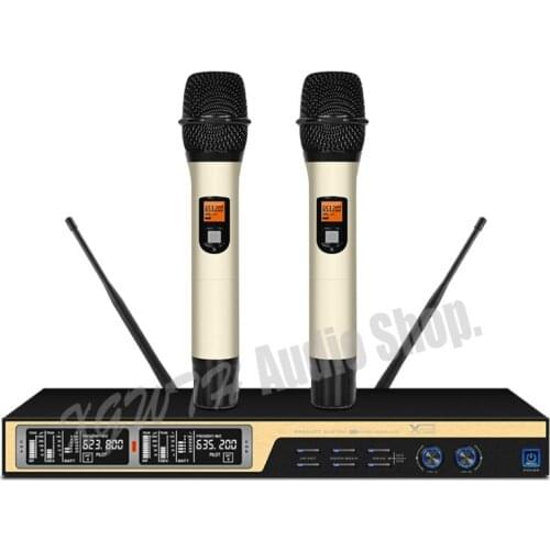 UHF Wireless Microphone System With Receiver 2 Lavalier Lapel Cordless Headset Handheld Dynamic Microphone Mic Mics