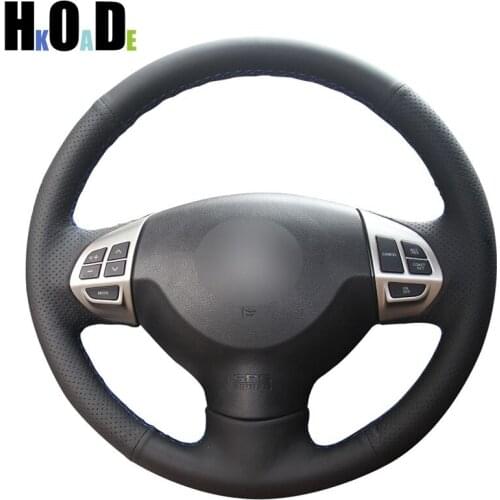 Black Artificial Leather Car Steering Wheel Cover for Mitsubishi Lancer X 10 2007-2015 Outlander 2006-2013 ASX 2010-2013 Colt