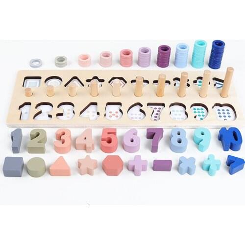 Wooden Montessori Toys Count Geometric Shape Cognition Match Baby Early Education Teaching Aids Preschool Math Toys For Children