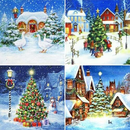 Evershine Full Square Diamond Embroidery Christmas Tree Picture Rhinestones Diamond Painting Cartoon Handmade Gift Home Decor