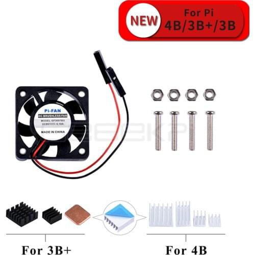 GeeekPi 1 Set of DC 5V 30*30*7 Cooling Fan 3007 Heat Sink Kit or 2 set / 4 set Pack for Raspberry Pi 4B Pi 4 Model B / 3 B + / 3