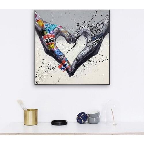 Graffiti gesture love Street Graffiti Art Canvas Painting Wall Posters and Prints Inspiration Artwork Picture Living Room Decor