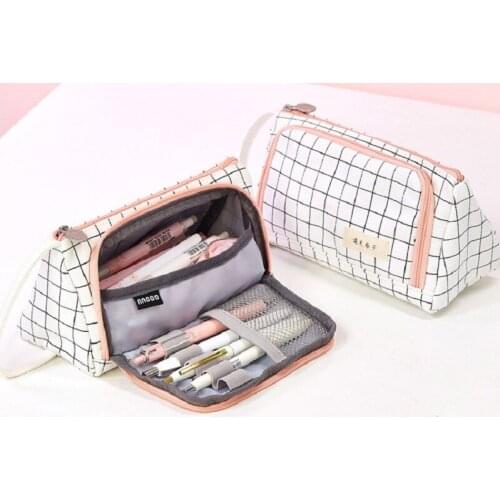 Canvas pencil case simple large capacity net red pencil case Korean pencil case