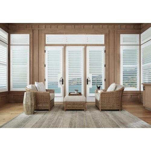 Custom Basswood Plantation Shutters Wooden Blinds Solid Wood Shutter Louvers PS294