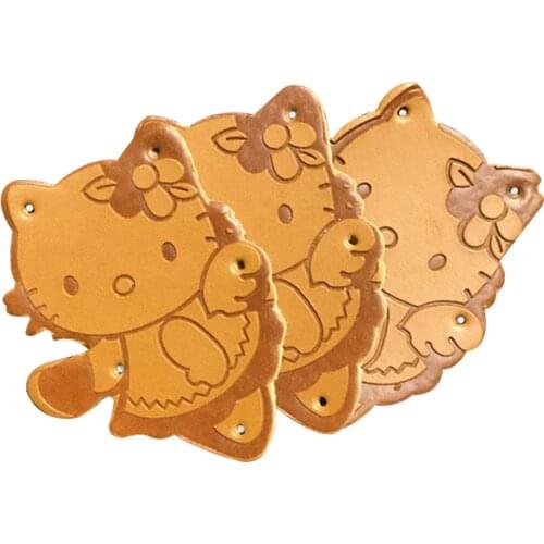 Animal Cat Leather Labels For Children Toy Hand Made Label For Kids Clothing Gift Tags Handwork Sewing Tag For Clothes