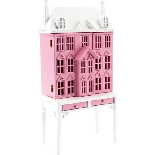Meirucorp Pink 1/144 Scale Doll House Sits 1/12 Scale Miniature Table