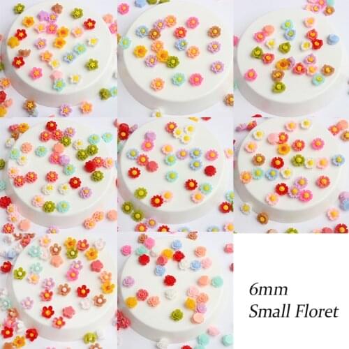 New Variety Of Mixed Color 3D Flowers 6MM Mini Resin Nail Art Rhinestones 30/100PCS DIY Manicure Accessories