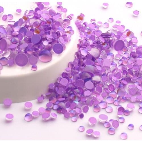 Mixed Sizes Mocha Purple Mermaid Tears Glass Half Pearls Rhinestones For Nail Art