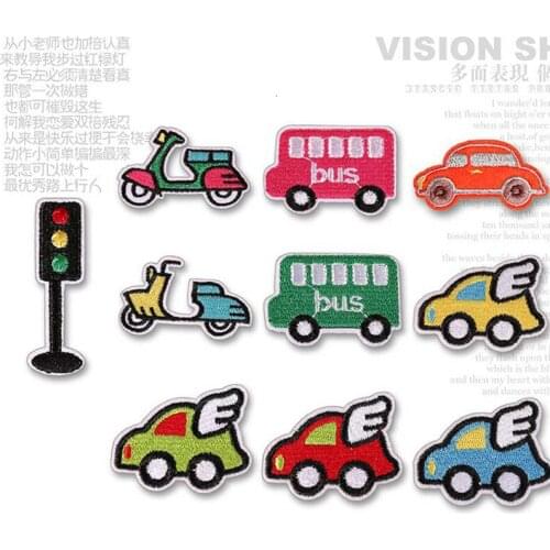 Cartoon Iron on Stripes Rock Motorcycle Patches Appliques Embroidery for Clothing Jean Accessories Cartoon Sewing Cars Decor