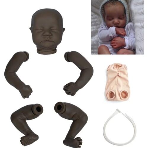RSG Unpainted Unfinished Doll Parts Black Levi Bebe Reborn Doll 17 Inches Lifelike Newborn Reborn Baby Vinyl DIY Blank Doll Kit