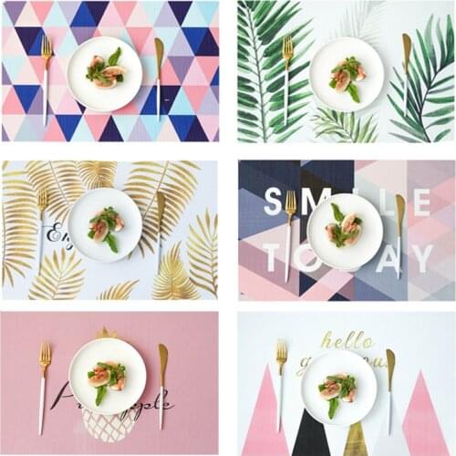 Nordic Glod Pineapple Letter PVC Dinner Mat Pad Cutlery Pads Bowl Mats Placemat for Dining Table Protection Table Accessories