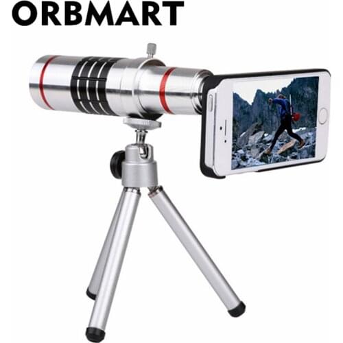 ORBMART 18X Optical Zoom Lens Camera Telescope With Tripod and Back Case Cover For iPhone 6 6s Plus