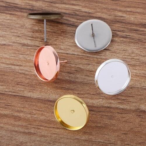 100pcs 8/10/12/14/16mm Cabochon Base Stud Earrings Settings DIY Earrings Accessories For Jewelry Making