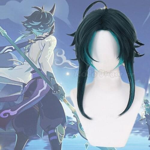 Anime Game Genshin Impact Cosplay Halloween Xiao Wig Genshin Impact Xiao Cosplay Heat Resistant Hair 40cm C30M151