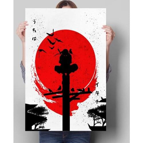 Red Sun Uchiha Itachi Poster Minimalist Style Japanese Anime Naruto Canvas Painting Wall Decoration Art Picture for Living Room
