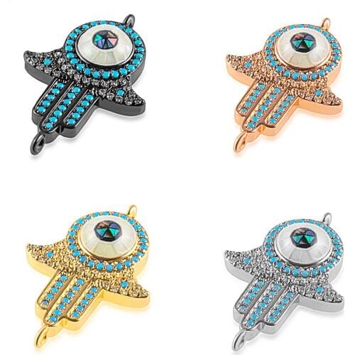 Luxury High Quality Diy Jewelry Accessories Bracelet Necklace Jewelry Making Copper Cubic Zirconia Connector Abalone Shell Hole