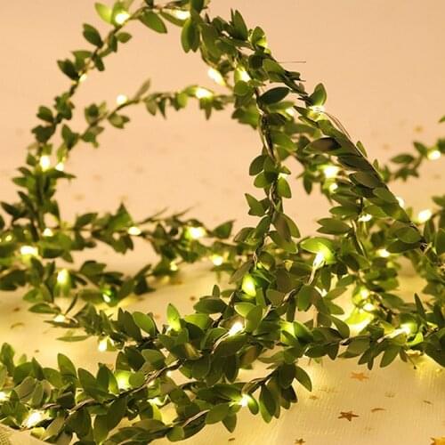 Christmas Lights Outdoor Green Leaf Garland Led String Lights Christmas Decor for Home Holiday Fairy Lights for Christmas Party