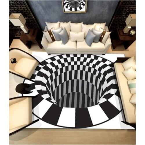 Modern rectangle Acrylic Large Carpet For Living Room Bedroom Rug Black trap design bedroom fashion custom rug fitting room mat