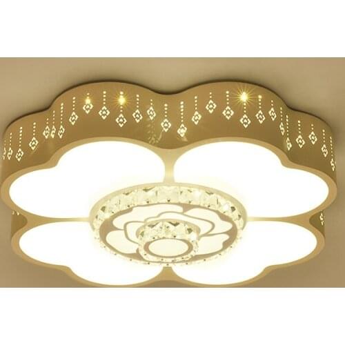 Flower shape LED Ceiling Light Crystal Round Iron Home Lighting Fixtures Romantic Bedroom Lamparas De Techo Acrylic Luminaire