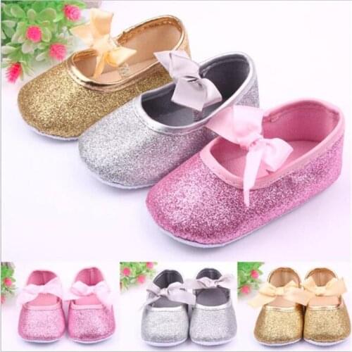 Fashion Bowknot Baby Shoes Toddler Anti-Slip Crib Shoes Soft First Walkers Newborn Girls Princess Shoes