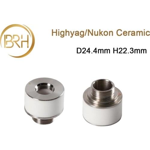 Highyag Fiber Laser Ceramic Ring Parts Nozzle Holder New Type For Cutting Machine Nukon Diameter 24.4mm Height 22.3mm