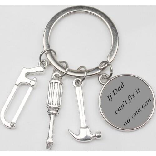 XKXLHJ New If Dad Can't Fix It No One Can DIY Tool Wrench Spanner Rule Hammer Model Key Chain Key Ring KeyChain Keyring Gift