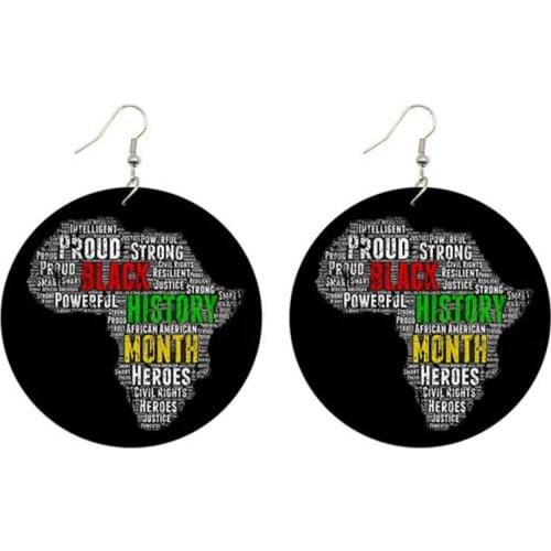 Roform Girls earrings for women 2020 Painted Wood Earring Female Pendant Earrings Party Africa map Wooden earrings For Girls