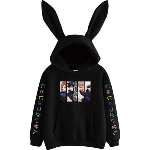 Janpanese Anime Jujutsu Kaisen Rabbit Hoodie Women Girls Kpop Sweatshirts Kawaii streetwear Yuji Itadori Graphic Harajuku