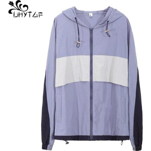 UHYTGF Women summer Trench Coat 2019 Plus Size Thin Coat Women Sun protection clothingOuterwear Clothing Wild Trench Coat X141