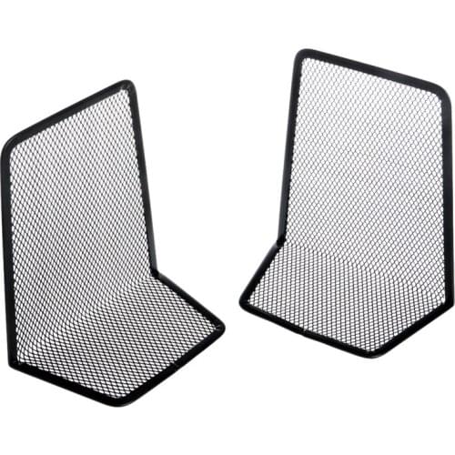 1 Pair Metal Mesh Desk Organizer Desktop Office Home Bookends Book Holder Black R9UA