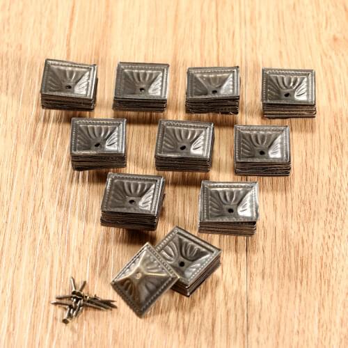 100Pc 21x21mm Vintage Square Upholstery Nails Square Nailhead Decorative Tack Stud Jewelry Wooden Box Furniture Pushpin Doornail