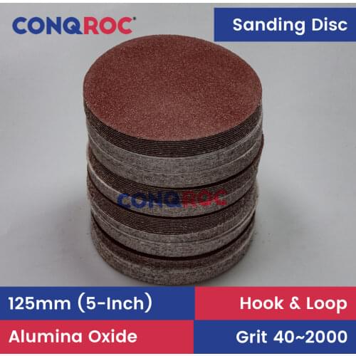100 Pieces 125mm 5-inch Sanding Paper Hook Loop Sanding Discs Grit 40~2000 Sand Papers Woodworking Abrasive Paper